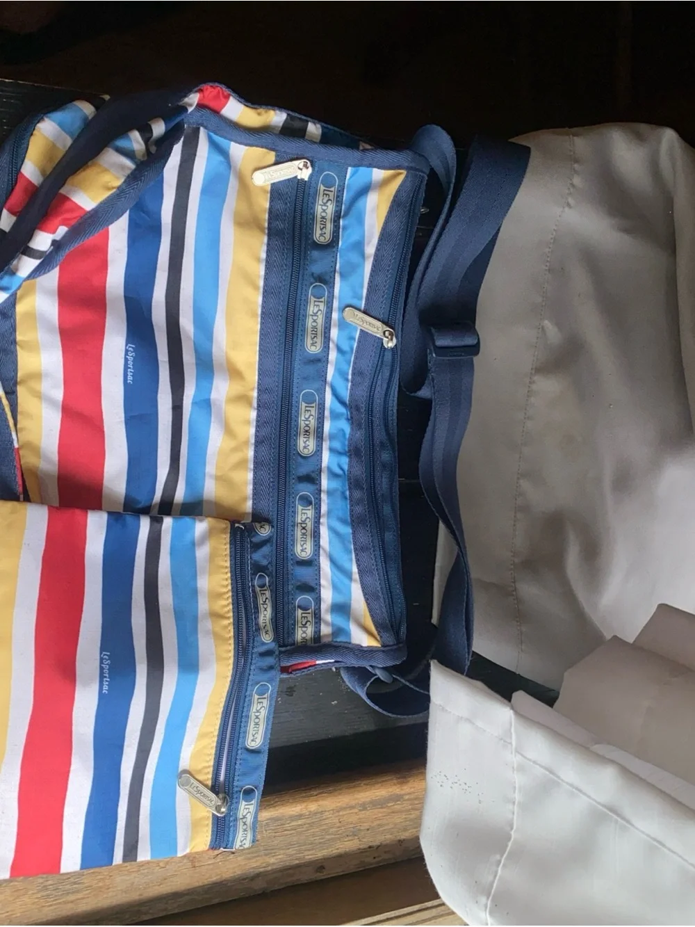 LeSportsac Striped Hobo in Blue, Red & Yellow